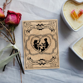 Tarjeta Festiva Sentimental Sepia Vintage Silhouette Heart