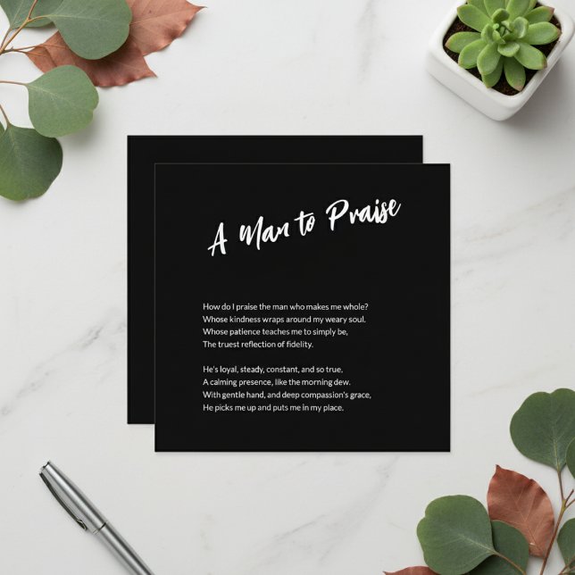 Tarjeta Festiva Sentimental "Un hombre a elogiar" ("A Man to Praise" Sentimental Holiday Card)