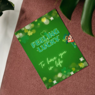 Tarjeta Festiva Sentimiento Retro Afortunado Día de San Patricio