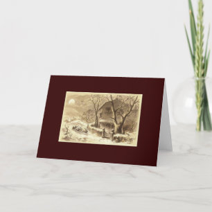 Tarjeta Festiva Sepia Santa y los renos