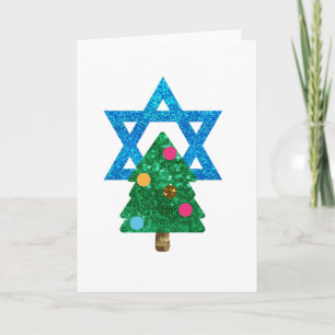 Tarjeta Festiva sequin christmukkah hanukkah