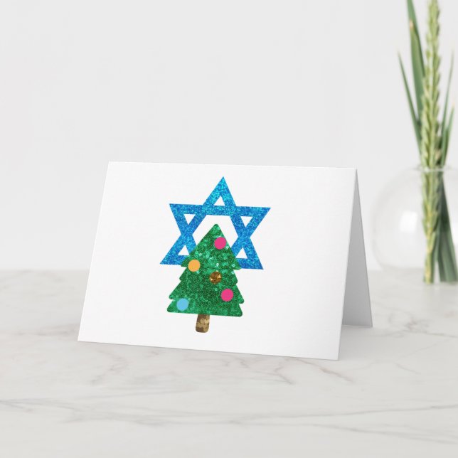 Tarjeta Festiva sequin christmukkah hanukkah (Anverso)