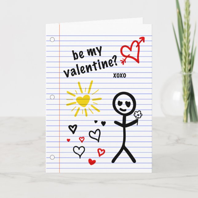 Tarjeta Festiva ser mi cuaderno de papel de valentín bocetos (Anverso)