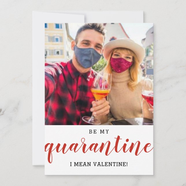 Tarjeta Festiva ser mi foto de cuarentena de valentine divertida e (Anverso)