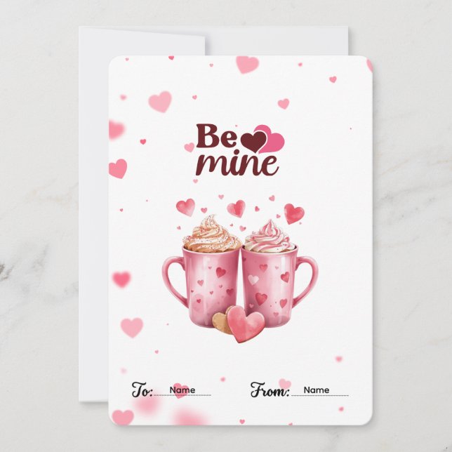 Tarjeta Festiva "Ser Mío" Chocolate Caliente del Día de San Valent (Anverso)