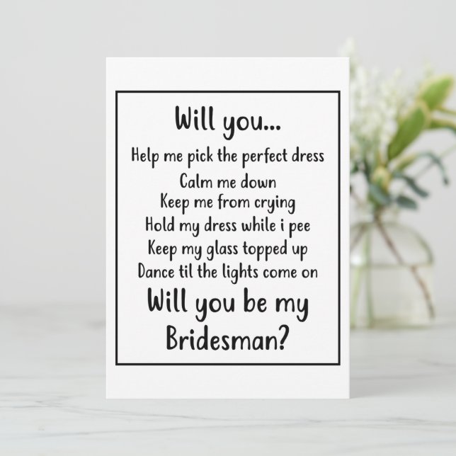 Tarjeta Festiva ¿Serás mi Bridesman? (Anverso de pie)