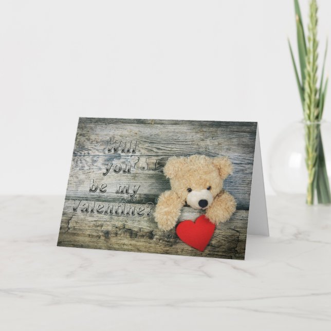 Tarjeta Festiva ¿Serás Mi Oso De Teddy De Valentín? (Anverso)