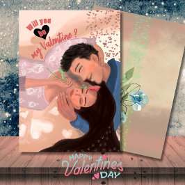 Tarjeta Festiva ¿Serás mi pareja de San Valentín abrazándose