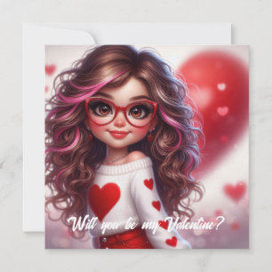 Tarjeta Festiva ¿Serás mi San Valentín, chica linda y descarada?