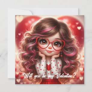 Tarjeta Festiva ¿Serás mi San Valentín, chica linda y descarada?