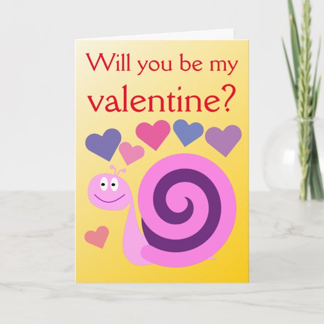Tarjeta Festiva "¿Serás mi valentina?" + Feliz Caracol sonriente (Anverso)