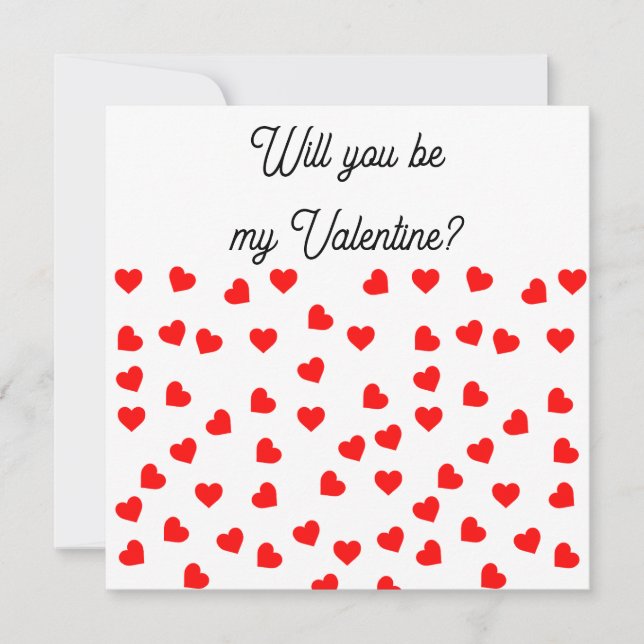 Tarjeta Festiva ¿Serás mi Valentine? Playful Red Hearts (Anverso)