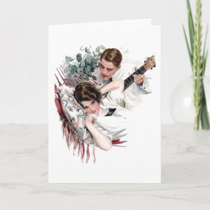 Tarjeta Festiva Serenata de Pareja Vintage