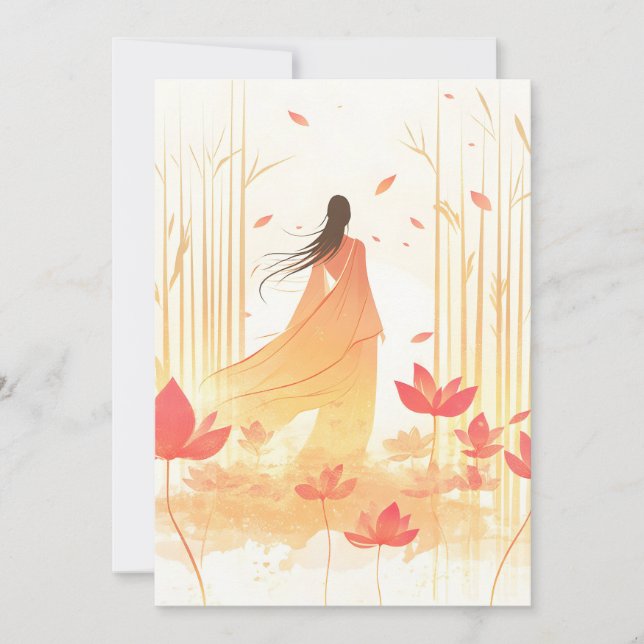 Tarjeta Festiva Serene Blossom Lotus Garden (Anverso)
