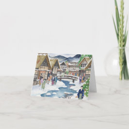 Tarjeta Festiva Serenidad de invierno en Navidades de aldea japone