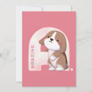 Tarjeta Festiva Serie Alphabet: "A" Ilustracion Beagle asombroso