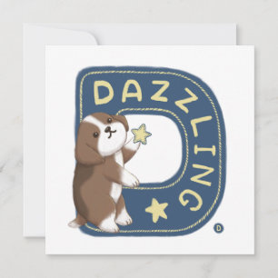 Tarjeta Festiva Serie Alphabet: Ilustracion Beagle deslumbrante "D