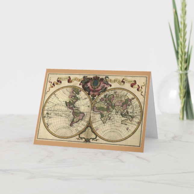 Tarjeta Festiva Serie antigua del mapa (Anverso)