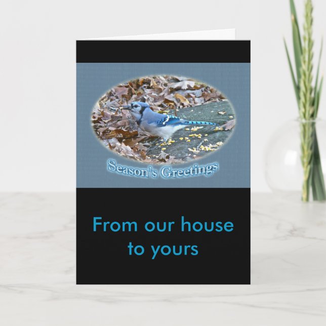 Tarjeta Festiva Serie de saludos de temporada de arrendajo azul (Anverso)