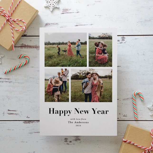 Tarjeta Festiva Serie moderna de fotos múltiples Feliz Año Nuevo (Subido por el creador)