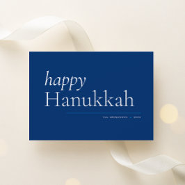 Tarjeta Festiva Serio simple azul Happy Hanukkah