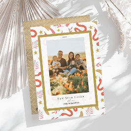 Tarjeta Festiva Serpiente Roja y champiñón 2 Foto Año Nuevo Chino