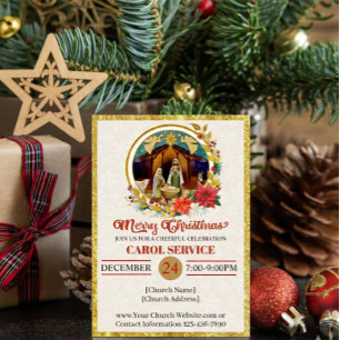 Tarjeta Festiva Servicio de Villancicos de la Iglesia Cristiana Re