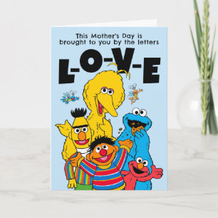 Tarjeta Festiva Sesame Street "A-M-O-R" Día de la Madre