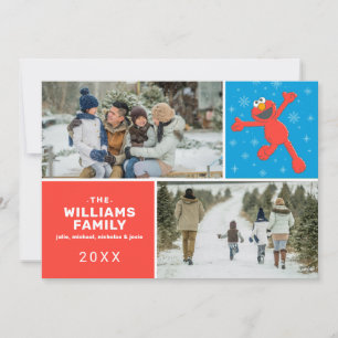 Tarjeta Festiva Sesame Street   Foto familiar de copo de nieve de 