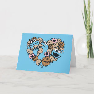 Tarjeta Festiva Sésamo   Cookie Monster Doodle Heart