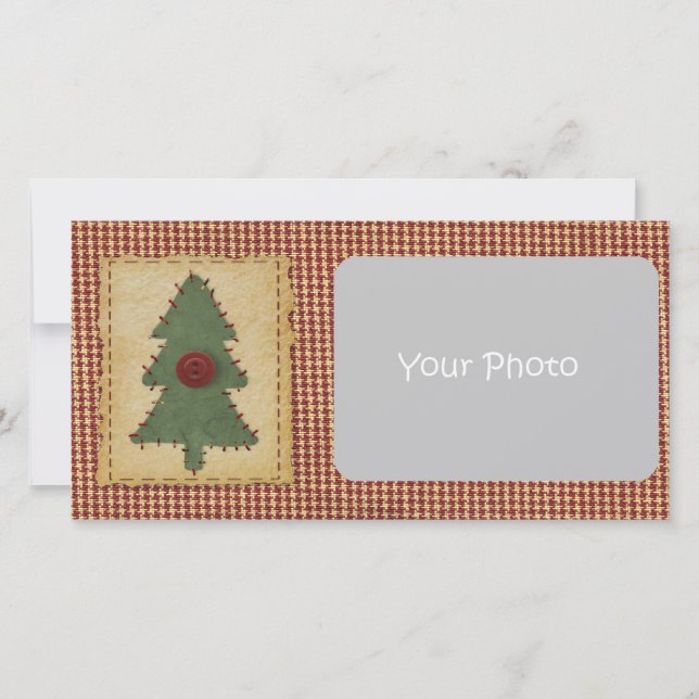 Tarjeta Festiva Sew Christmas Tree Personalizado Christmas Photo C (Anverso)