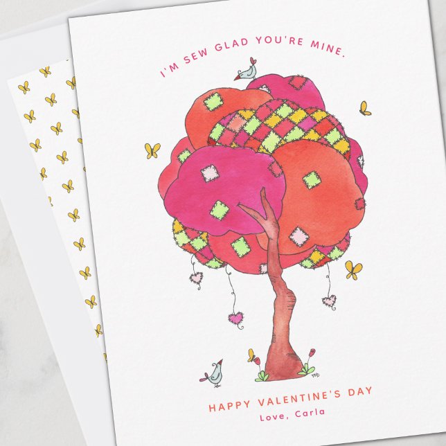 Tarjeta Festiva Sew Glad you are mine Valentine Holiday Card (Subido por el creador)