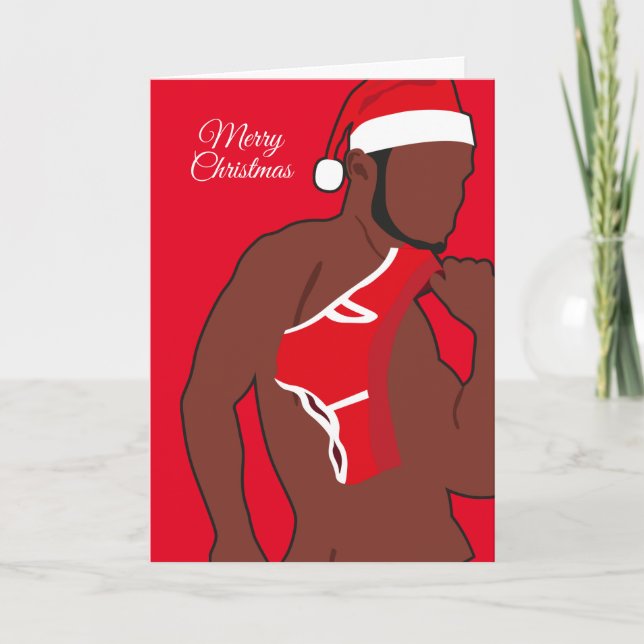 Tarjeta Festiva Sexy Black Santa Claus (Anverso)