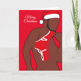 Tarjeta Festiva Sexy Black Santa Claus