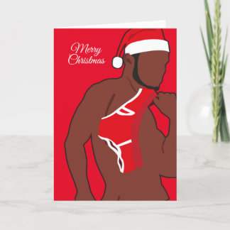 Tarjeta Festiva Sexy Black Santa Claus