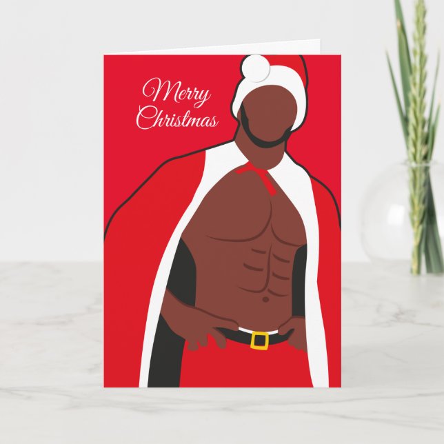 Tarjeta Festiva Sexy Black Santa Claus (Anverso)