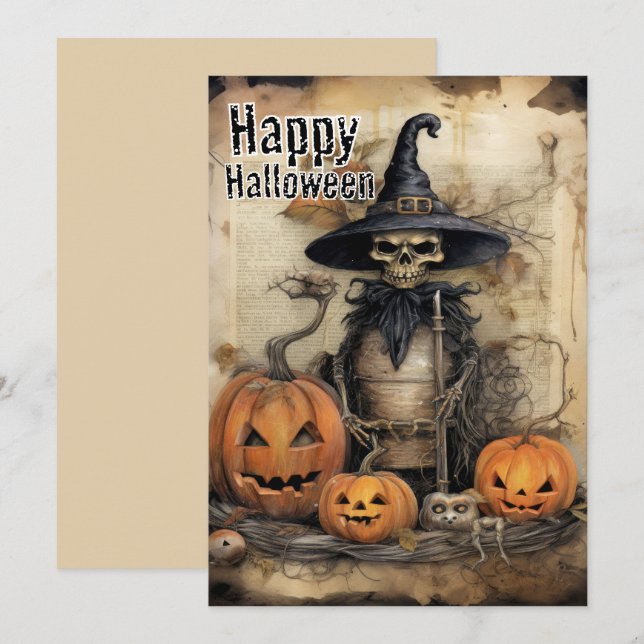 Tarjeta Festiva Shadows & Shrieks — Una escena de gritos de Hallow (Anverso / Reverso)