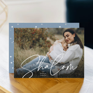 Tarjeta Festiva Shalom dibujado con foto completa Hanukkah