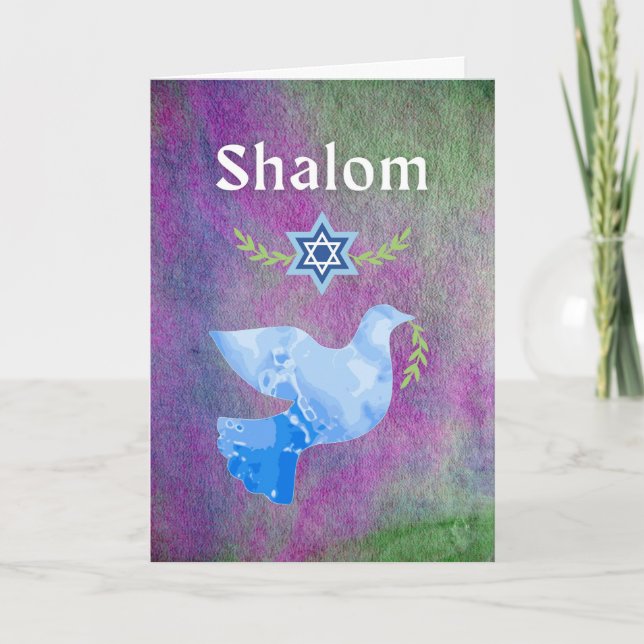 Tarjeta Festiva Shalom para la paloma de paz Rosh Hashanah (Anverso)