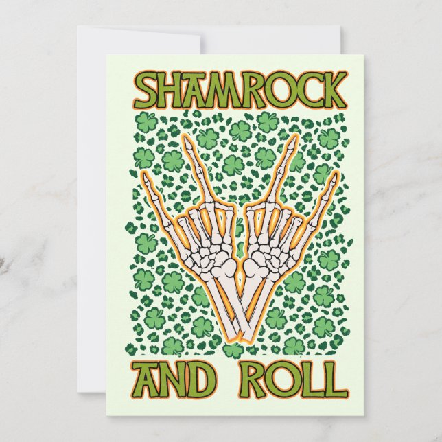 Tarjeta Festiva Shamrock and Roll St Patrick's Day (Anverso)