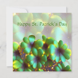 Tarjeta Festiva Shamrock con acentos dorados, Día de San Patricio