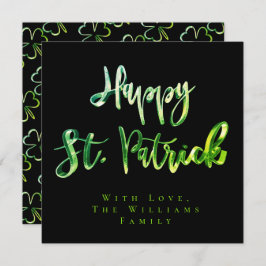 Tarjeta Festiva Shamrock Green Clovers Pattern Happy St. Patrick