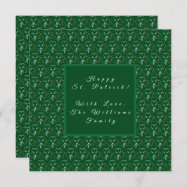 Tarjeta Festiva Shamrock Green Clovers Pattern Happy St. Patrick H