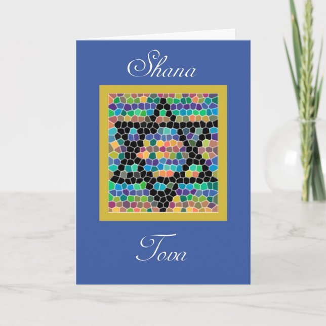 Tarjeta Festiva ¡Shana Tova! Hashanah-Estrella de Rosh del mosaico (Anverso)