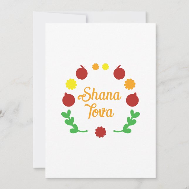 Tarjeta Festiva Shana Tova Saludo con manzanas y granadas (Anverso)