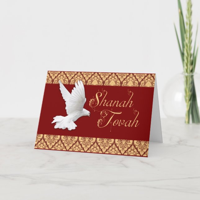 Tarjeta Festiva Shanah Tovah Happy Rosh Hashanah Dove Holiday (Anverso)