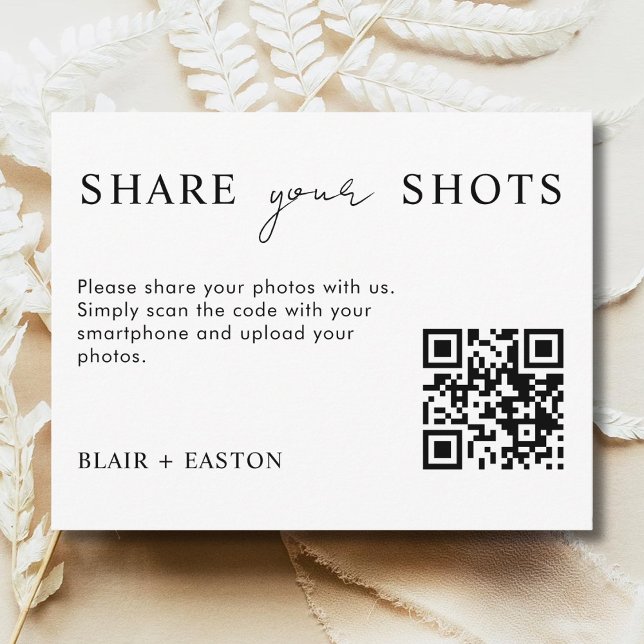 Tarjeta Festiva Share Your Shots QR Code Share the Love Wedding (Subido por el creador)