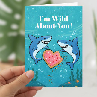 Tarjeta Festiva Sharks With Heart lovely Valentine
