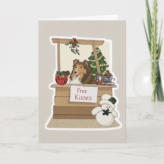 Tarjeta Festiva Sheltie's free kisses (Anverso)