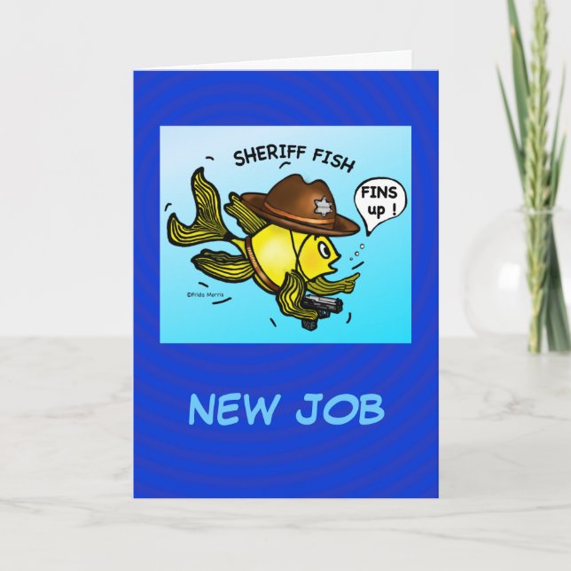 Tarjeta Festiva SHERIFF FISH - gracioso Personalizado Sparky lindo (Anverso)
